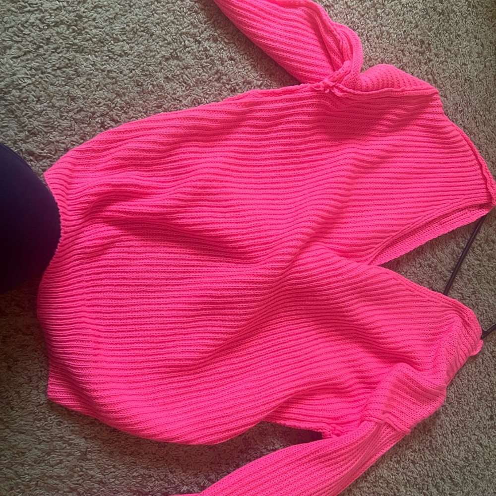 Love Tree Hot Pink Off-the-Shoulder Sweater